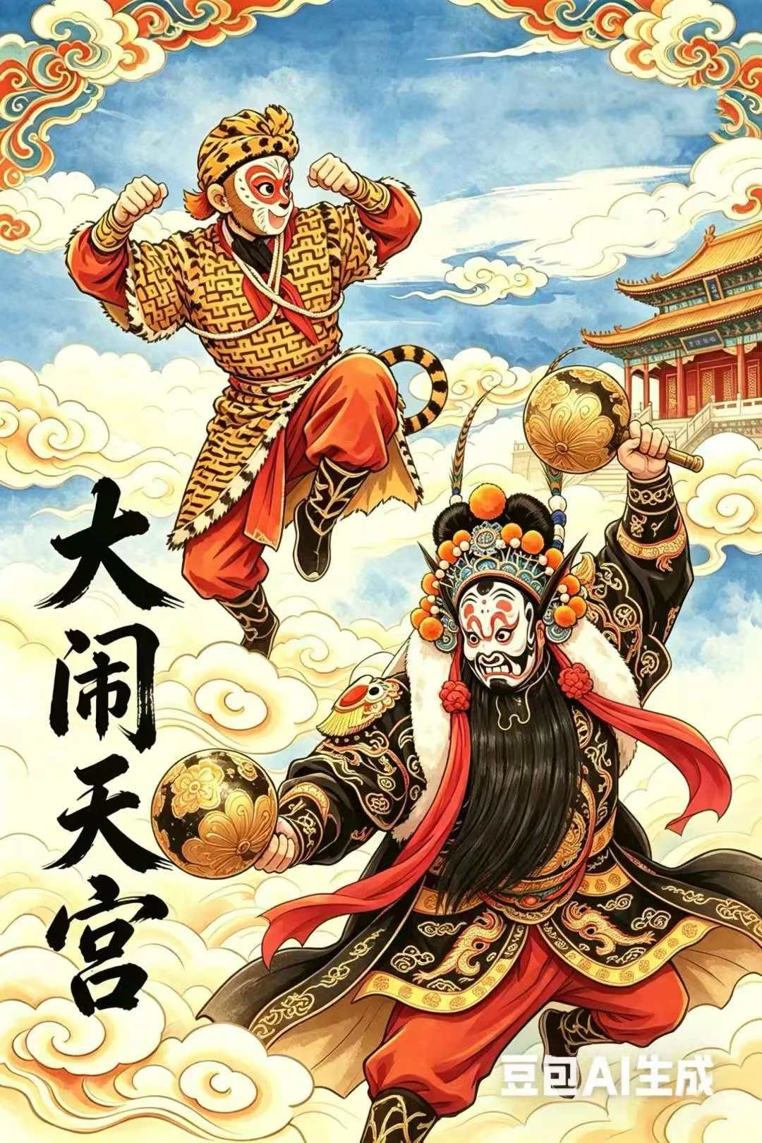 大闹天宫主题AIGC动画海报