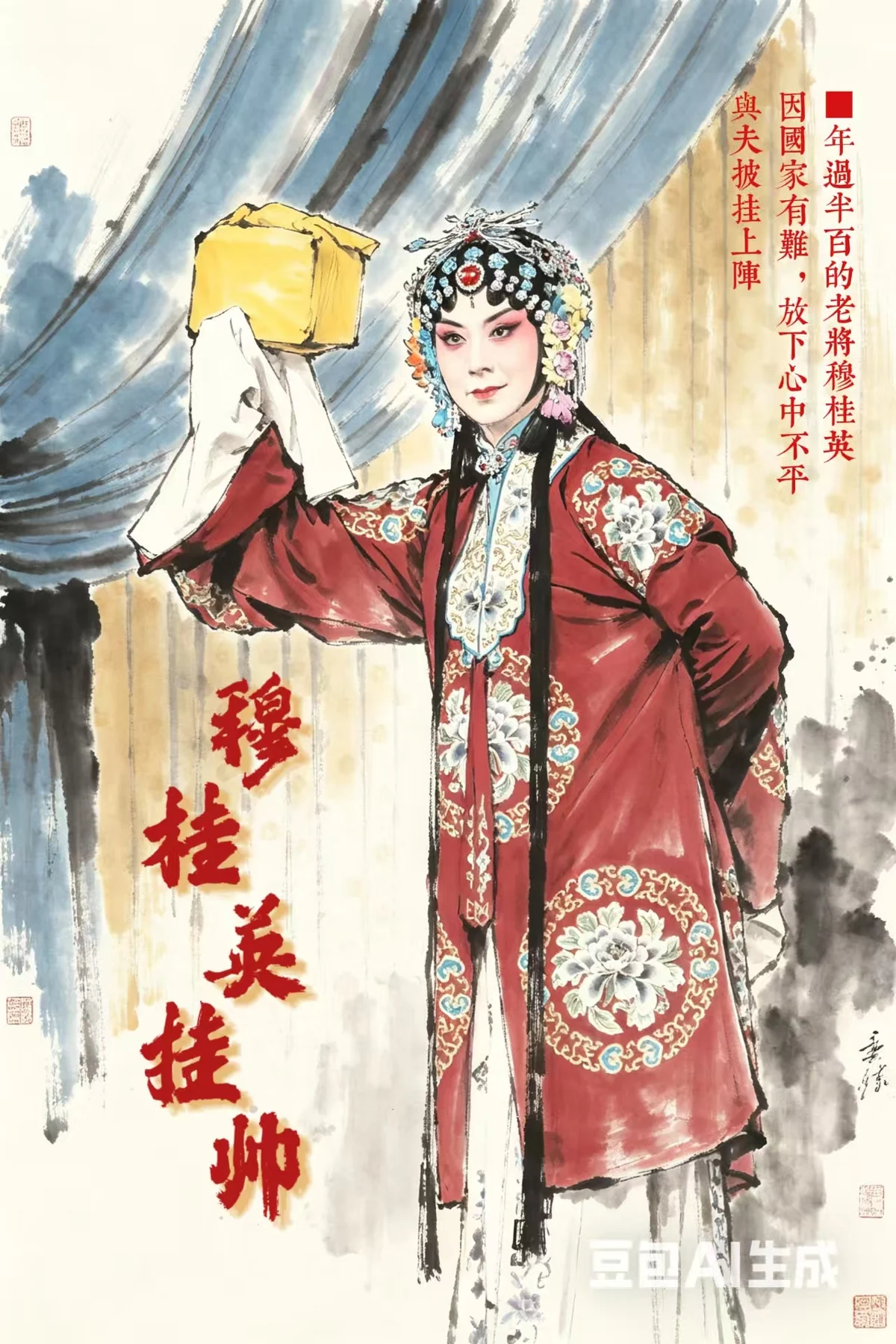 穆桂英挂帅主题AIGC动画海报